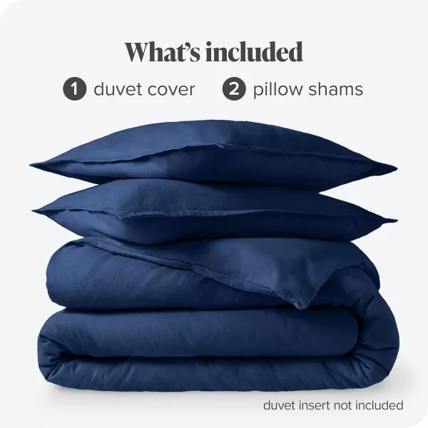 Bare Home Flannel Duvet Cover Set  FullQueen  100 Cotton Velvety Soft Heavyweight Premium Flannel Double Brushed  Includes Sham Pillow Covers FullQueen Light Grey07  Dark Blue