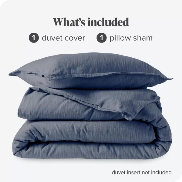 Bare Home Flannel Duvet Cover Set  FullQueen  100 Cotton Velvety Soft Heavyweight Premium Flannel Double Brushed  Includes Sham Pillow Covers FullQueen Light GreyHeather Indigo