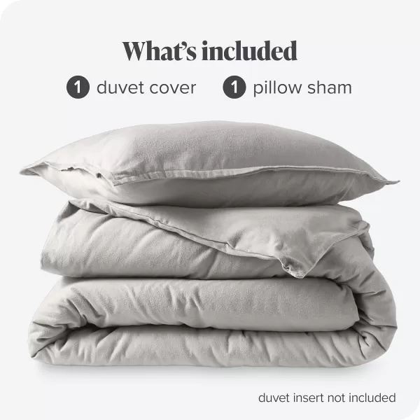 Bare Home Flannel Duvet Cover Set  FullQueen  100 Cotton Velvety Soft Heavyweight Premium Flannel Double Brushed  Includes Sham Pillow Covers FullQueen Light Grey03  Light Grey