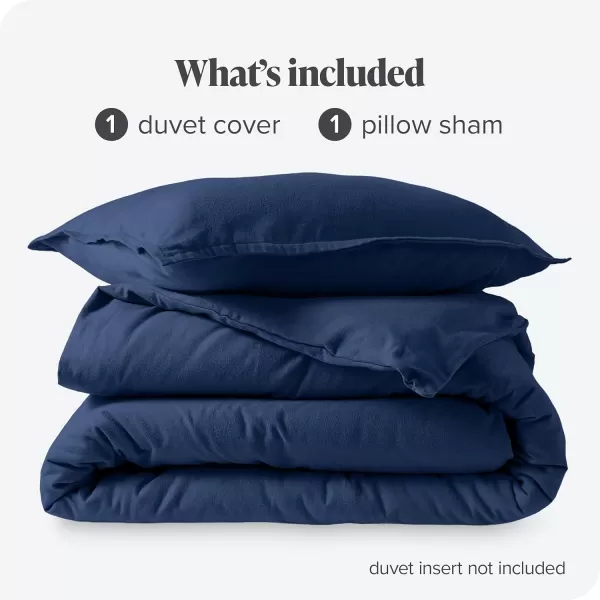 Bare Home Flannel Duvet Cover Set  FullQueen  100 Cotton Velvety Soft Heavyweight Premium Flannel Double Brushed  Includes Sham Pillow Covers FullQueen Light Grey07  Dark Blue