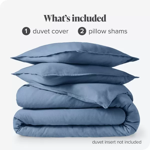 Bare Home Flannel Duvet Cover Set  FullQueen  100 Cotton Velvety Soft Heavyweight Premium Flannel Double Brushed  Includes Sham Pillow Covers FullQueen Light Grey08  Coronet Blue