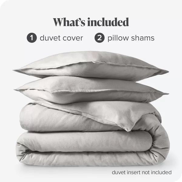 Bare Home Flannel Duvet Cover Set  FullQueen  100 Cotton Velvety Soft Heavyweight Premium Flannel Double Brushed  Includes Sham Pillow Covers FullQueen Light Grey03  Light Grey