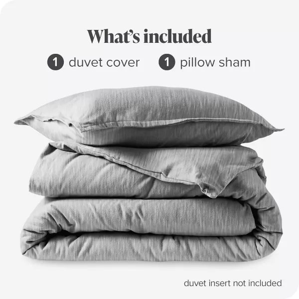 Bare Home Flannel Duvet Cover Set  FullQueen  100 Cotton Velvety Soft Heavyweight Premium Flannel Double Brushed  Includes Sham Pillow Covers FullQueen Light GreyHeather Light Grey