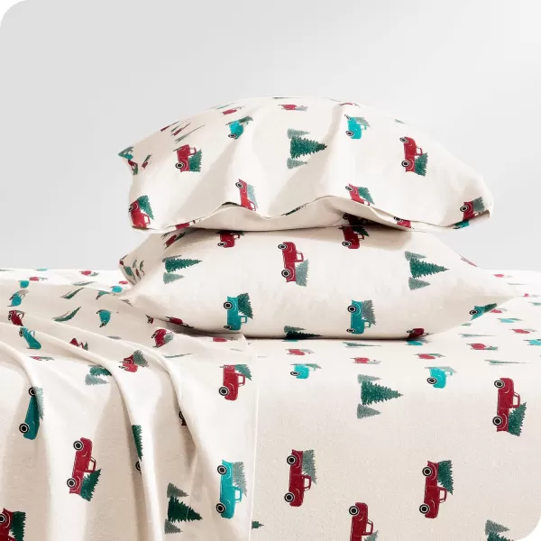 Bare Home Flannel Sheet Set Prints 100 Cotton Velvety Soft Heavyweight  Double Brushed Flannel for Extra Softness ampamp Comfort  Deep Pocket  Bed Sheets Queen Tartan Plaid13  Vintage Truck