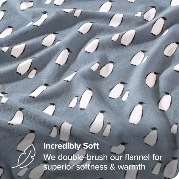 Bare Home Flannel Sheet Set Prints 100 Cotton Velvety Soft Heavyweight  Double Brushed Flannel for Extra Softness ampamp Comfort  Deep Pocket  Bed Sheets Queen Tartan Plaid14  Penguin