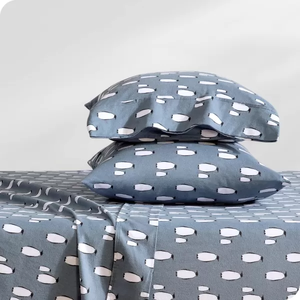 Bare Home Flannel Sheet Set Prints 100 Cotton Velvety Soft Heavyweight  Double Brushed Flannel for Extra Softness ampamp Comfort  Deep Pocket  Bed Sheets Queen Tartan Plaid14  Penguin