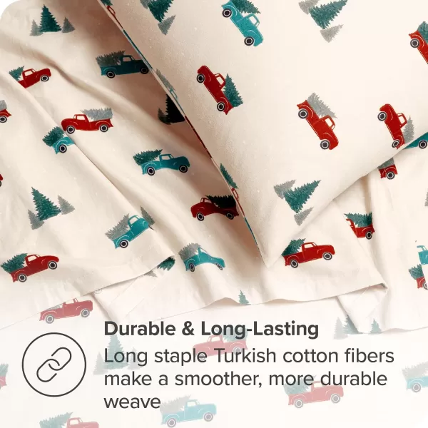 Bare Home Flannel Sheet Set Prints 100 Cotton Velvety Soft Heavyweight  Double Brushed Flannel for Extra Softness ampamp Comfort  Deep Pocket  Bed Sheets Queen Tartan Plaid13  Vintage Truck