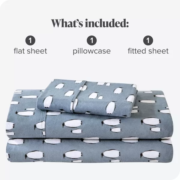 Bare Home Flannel Sheet Set Prints 100 Cotton Velvety Soft Heavyweight  Double Brushed Flannel for Extra Softness ampamp Comfort  Deep Pocket  Bed Sheets Queen Tartan Plaid14  Penguin
