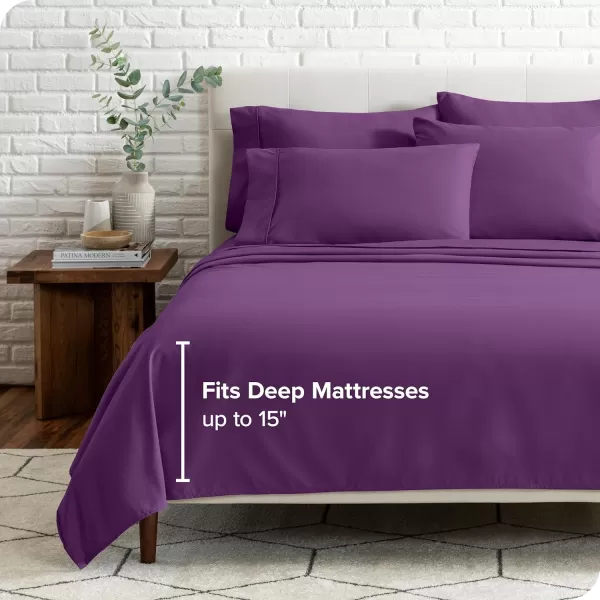 Bare Home Hotel Luxury King Sheet Set Extra Soft  6 Piece Set  Deep Pockets  Easy Fit  Cooling ampamp Breathable  Wrinkle Fade Stain Resistant  Set Includes 4 Pillowcases King Plum