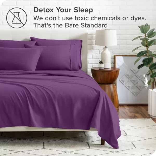 Bare Home Hotel Luxury King Sheet Set Extra Soft  6 Piece Set  Deep Pockets  Easy Fit  Cooling ampamp Breathable  Wrinkle Fade Stain Resistant  Set Includes 4 Pillowcases King Plum