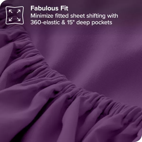 Bare Home Hotel Luxury King Sheet Set Extra Soft  6 Piece Set  Deep Pockets  Easy Fit  Cooling ampamp Breathable  Wrinkle Fade Stain Resistant  Set Includes 4 Pillowcases King Plum