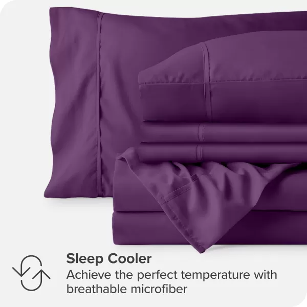 Bare Home Hotel Luxury King Sheet Set Extra Soft  6 Piece Set  Deep Pockets  Easy Fit  Cooling ampamp Breathable  Wrinkle Fade Stain Resistant  Set Includes 4 Pillowcases King Plum