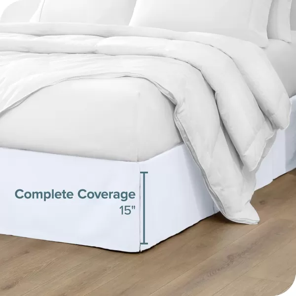 Bare Home Kids Twin Bed Skirt  15Inch Tailored Drop Easy Fit  Bed Skirt for Twin Beds  Center ampamp Corner Pleats Twin Black01  White