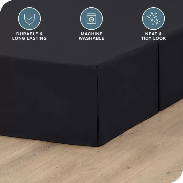 Bare Home Kids Twin Bed Skirt  15Inch Tailored Drop Easy Fit  Bed Skirt for Twin Beds  Center ampamp Corner Pleats Twin Black02  Black