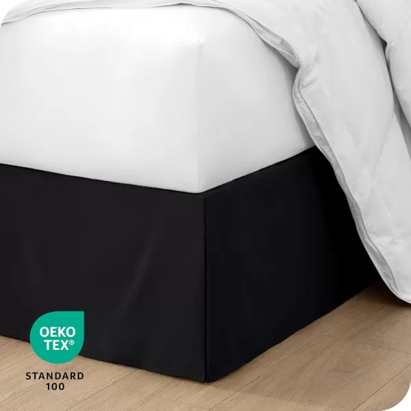 Bare Home Kids Twin Bed Skirt  15Inch Tailored Drop Easy Fit  Bed Skirt for Twin Beds  Center ampamp Corner Pleats Twin Black02  Black