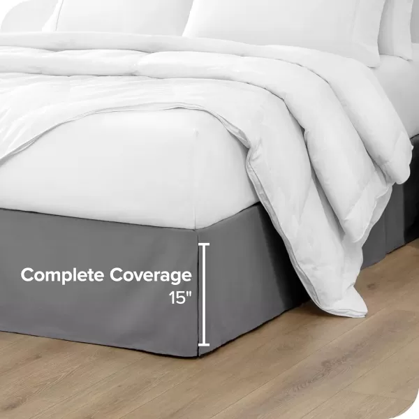Bare Home Kids Twin Bed Skirt  15Inch Tailored Drop Easy Fit  Bed Skirt for Twin Beds  Center ampamp Corner Pleats Twin Black03  Grey