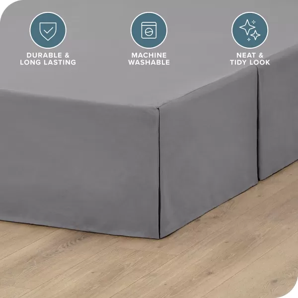 Bare Home Kids Twin Bed Skirt  15Inch Tailored Drop Easy Fit  Bed Skirt for Twin Beds  Center ampamp Corner Pleats Twin Black03  Grey
