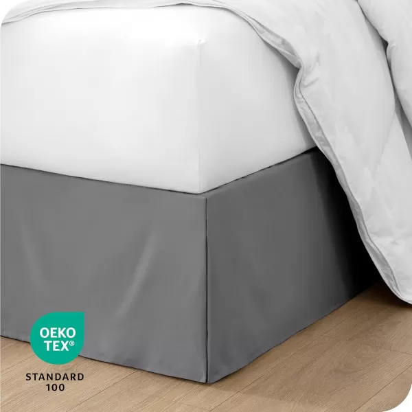Bare Home Kids Twin Bed Skirt  15Inch Tailored Drop Easy Fit  Bed Skirt for Twin Beds  Center ampamp Corner Pleats Twin Black03  Grey