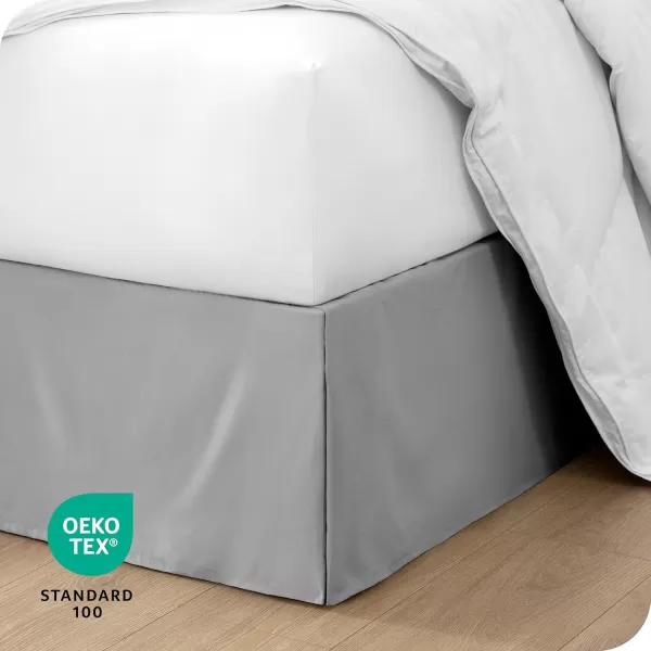 Bare Home Kids Twin Bed Skirt  15Inch Tailored Drop Easy Fit  Bed Skirt for Twin Beds  Center ampamp Corner Pleats Twin Black04  Light Grey