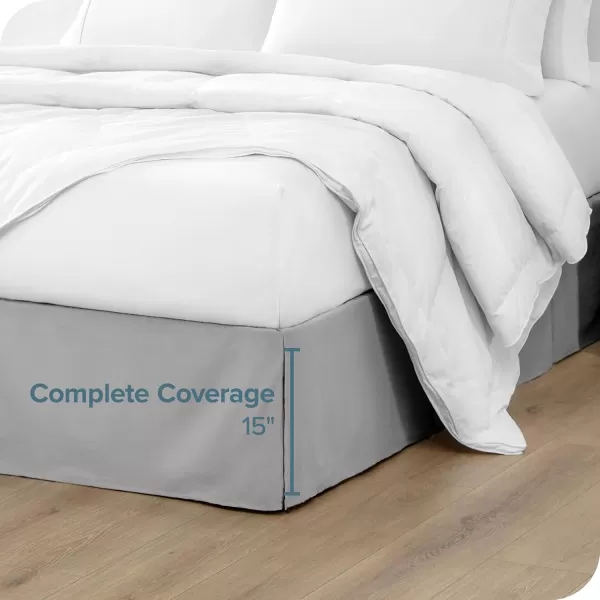 Bare Home Kids Twin Bed Skirt  15Inch Tailored Drop Easy Fit  Bed Skirt for Twin Beds  Center ampamp Corner Pleats Twin Black04  Light Grey