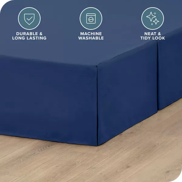 Bare Home Kids Twin Bed Skirt  15Inch Tailored Drop Easy Fit  Bed Skirt for Twin Beds  Center ampamp Corner Pleats Twin Black05  Dark Blue