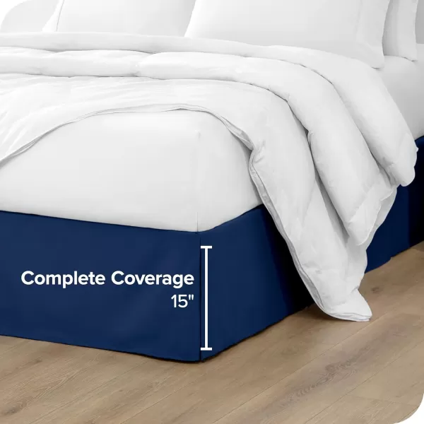 Bare Home Kids Twin Bed Skirt  15Inch Tailored Drop Easy Fit  Bed Skirt for Twin Beds  Center ampamp Corner Pleats Twin Black05  Dark Blue