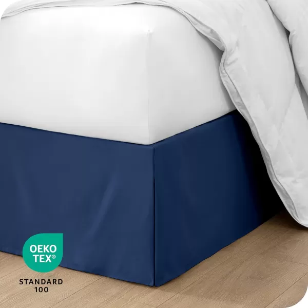 Bare Home Kids Twin Bed Skirt  15Inch Tailored Drop Easy Fit  Bed Skirt for Twin Beds  Center ampamp Corner Pleats Twin Black05  Dark Blue