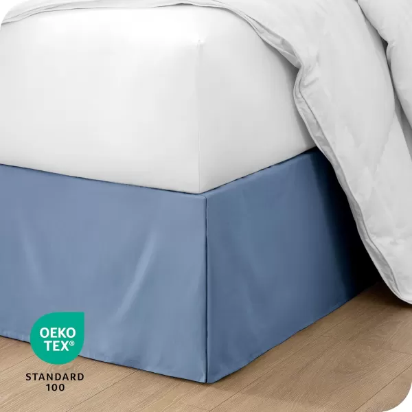 Bare Home Kids Twin Bed Skirt  15Inch Tailored Drop Easy Fit  Bed Skirt for Twin Beds  Center ampamp Corner Pleats Twin Black06  Coronet Blue