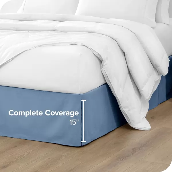 Bare Home Kids Twin Bed Skirt  15Inch Tailored Drop Easy Fit  Bed Skirt for Twin Beds  Center ampamp Corner Pleats Twin Black06  Coronet Blue