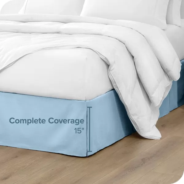 Bare Home Kids Twin Bed Skirt  15Inch Tailored Drop Easy Fit  Bed Skirt for Twin Beds  Center ampamp Corner Pleats Twin Black07  Light Blue