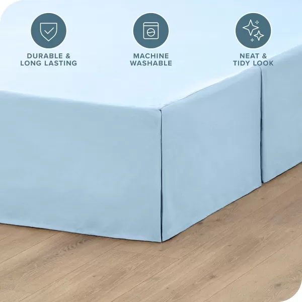 Bare Home Kids Twin Bed Skirt  15Inch Tailored Drop Easy Fit  Bed Skirt for Twin Beds  Center ampamp Corner Pleats Twin Black07  Light Blue