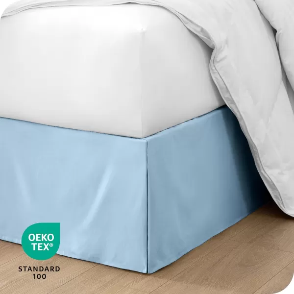 Bare Home Kids Twin Bed Skirt  15Inch Tailored Drop Easy Fit  Bed Skirt for Twin Beds  Center ampamp Corner Pleats Twin Black07  Light Blue
