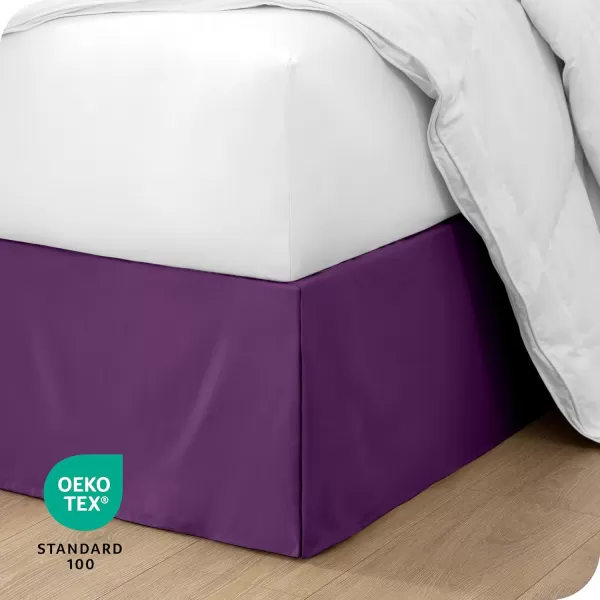 Bare Home Kids Twin Bed Skirt  15Inch Tailored Drop Easy Fit  Bed Skirt for Twin Beds  Center ampamp Corner Pleats Twin Black08  Plum