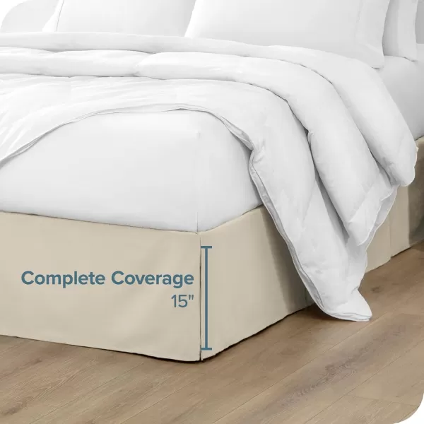 Bare Home Kids Twin Bed Skirt  15Inch Tailored Drop Easy Fit  Bed Skirt for Twin Beds  Center ampamp Corner Pleats Twin Black10  Sand
