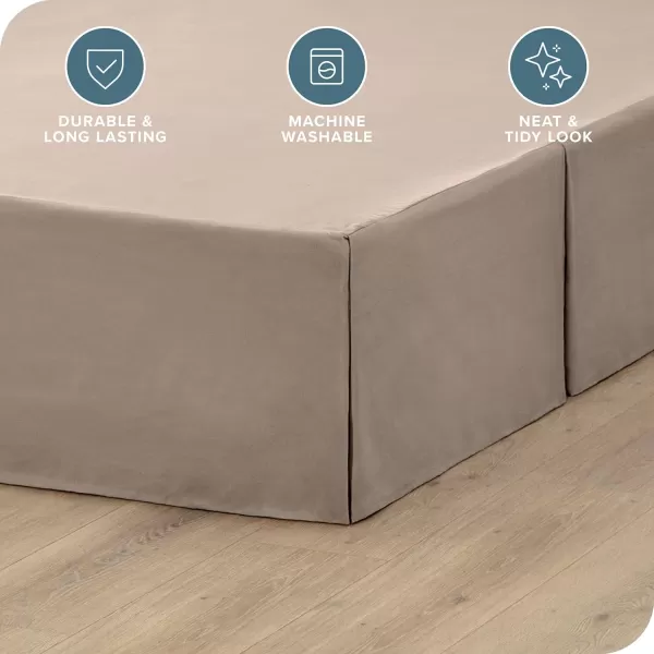 Bare Home Kids Twin Bed Skirt  15Inch Tailored Drop Easy Fit  Bed Skirt for Twin Beds  Center ampamp Corner Pleats Twin Black12  Taupe