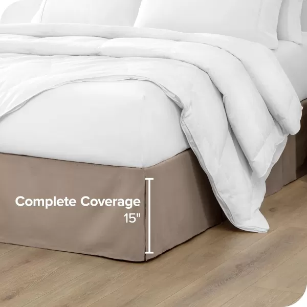 Bare Home Kids Twin Bed Skirt  15Inch Tailored Drop Easy Fit  Bed Skirt for Twin Beds  Center ampamp Corner Pleats Twin Black12  Taupe