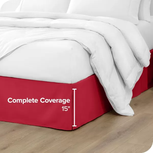 Bare Home Kids Twin Bed Skirt  15Inch Tailored Drop Easy Fit  Bed Skirt for Twin Beds  Center ampamp Corner Pleats Twin Black13  Red