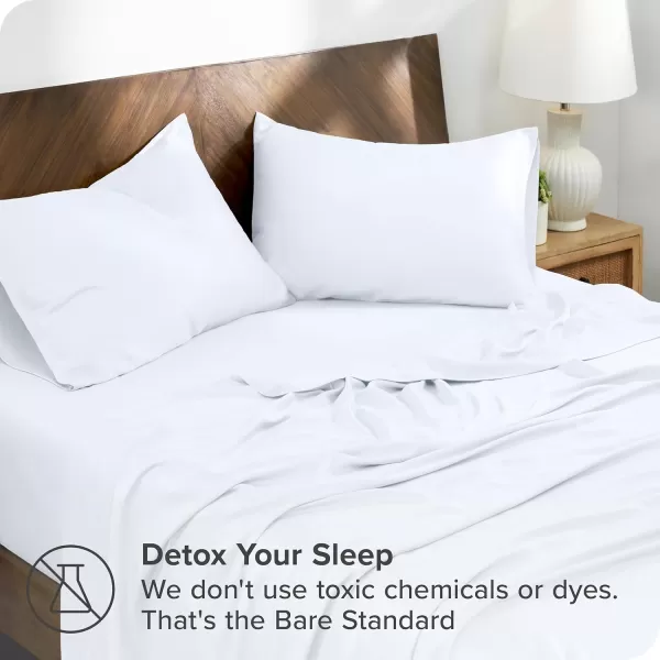 Bare Home Lyocell Tencel Sheet Set  Queen Size  4 Piece Set  Derived from Eucalyptus  AllSeason  Ultra Soft  Deep Pocket Queen White01  White