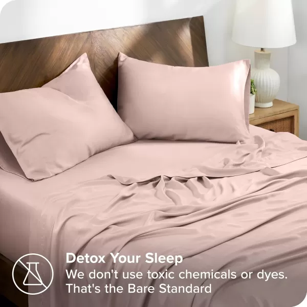 Bare Home Lyocell Tencel Sheet Set  Queen Size  4 Piece Set  Derived from Eucalyptus  AllSeason  Ultra Soft  Deep Pocket Queen White07  Blush
