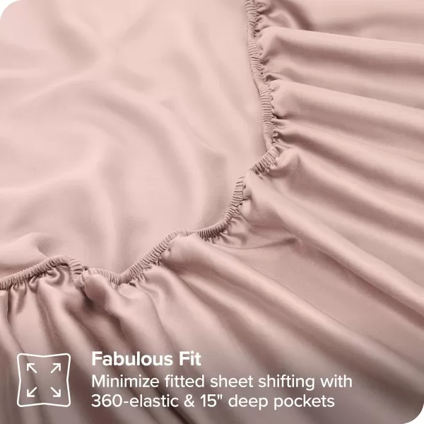 Bare Home Lyocell Tencel Sheet Set  Queen Size  4 Piece Set  Derived from Eucalyptus  AllSeason  Ultra Soft  Deep Pocket Queen White07  Blush