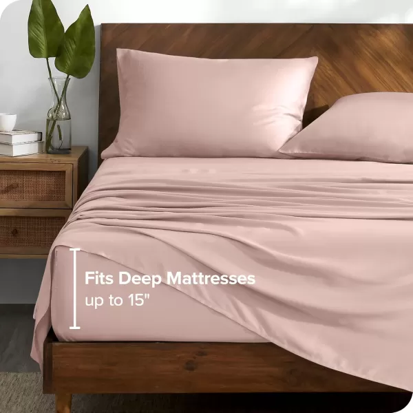 Bare Home Lyocell Tencel Sheet Set  Queen Size  4 Piece Set  Derived from Eucalyptus  AllSeason  Ultra Soft  Deep Pocket Queen White07  Blush