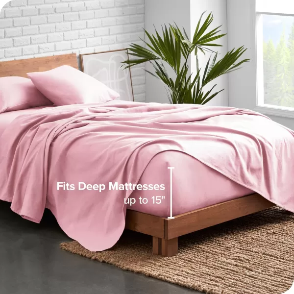 Bare Home Organic Cotton Flannel Sheet Set  Queen Size  100 Cotton  Double Brushed for Extra Softness ampamp Comfort  Warm Cozy and Durable  Breathable  Bed Sheets Queen Light Grey14  Light Pink
