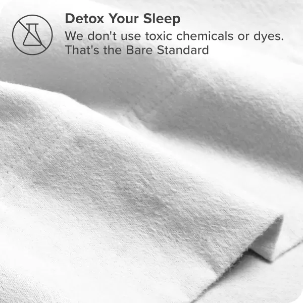 Bare Home Organic Cotton Flannel Sheet Set  Queen Size  100 Cotton  Double Brushed for Extra Softness ampamp Comfort  Warm Cozy and Durable  Breathable  Bed Sheets Queen Light Grey01  White