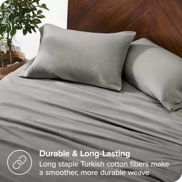 Bare Home Organic Cotton Flannel Sheet Set  Queen Size  100 Cotton  Double Brushed for Extra Softness ampamp Comfort  Warm Cozy and Durable  Breathable  Bed Sheets Queen Light Grey03  Light Grey