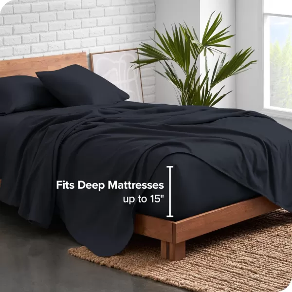 Bare Home Organic Cotton Flannel Sheet Set  Queen Size  100 Cotton  Double Brushed for Extra Softness ampamp Comfort  Warm Cozy and Durable  Breathable  Bed Sheets Queen Light Grey05  Midnight Blue