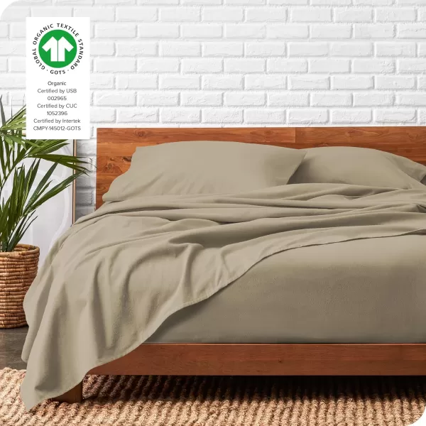 Bare Home Organic Cotton Flannel Sheet Set  Queen Size  100 Cotton  Double Brushed for Extra Softness ampamp Comfort  Warm Cozy and Durable  Breathable  Bed Sheets Queen Light Grey04  Sand