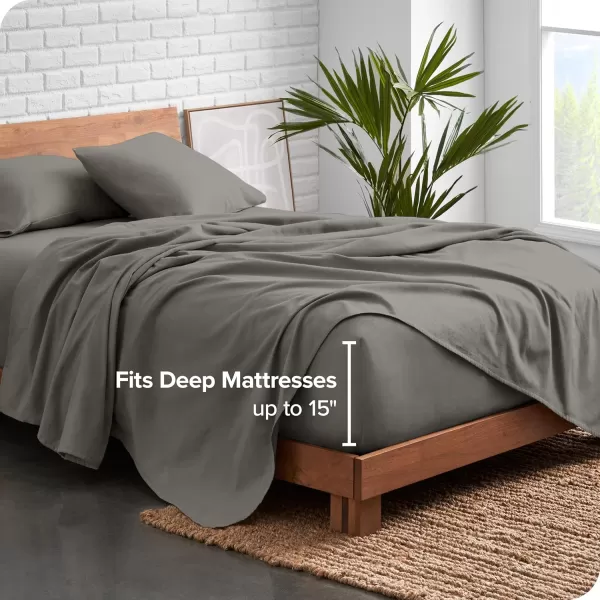 Bare Home Organic Cotton Flannel Sheet Set  Queen Size  100 Cotton  Double Brushed for Extra Softness ampamp Comfort  Warm Cozy and Durable  Breathable  Bed Sheets Queen Light Grey03  Light Grey
