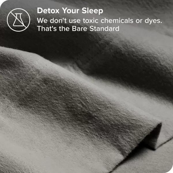 Bare Home Organic Cotton Flannel Sheet Set  Queen Size  100 Cotton  Double Brushed for Extra Softness ampamp Comfort  Warm Cozy and Durable  Breathable  Bed Sheets Queen Light Grey03  Light Grey