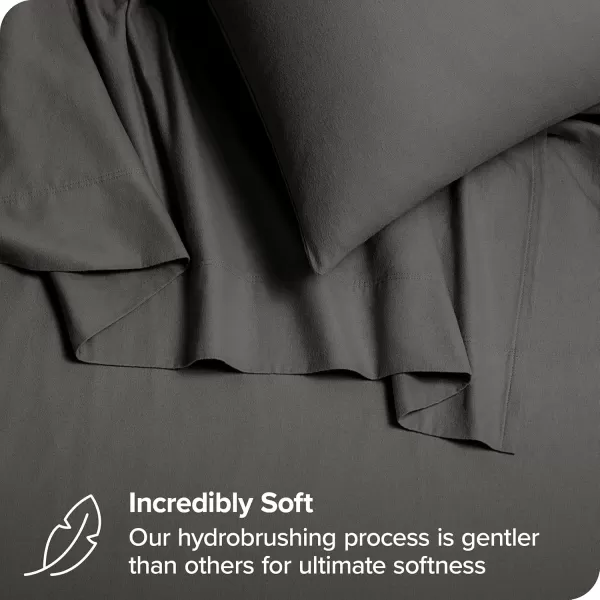 Bare Home Organic Cotton Flannel Sheet Set  Queen Size  100 Cotton  Double Brushed for Extra Softness ampamp Comfort  Warm Cozy and Durable  Breathable  Bed Sheets Queen Light Grey02  Grey
