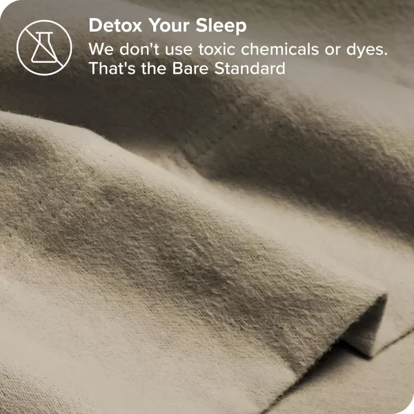 Bare Home Organic Cotton Flannel Sheet Set  Queen Size  100 Cotton  Double Brushed for Extra Softness ampamp Comfort  Warm Cozy and Durable  Breathable  Bed Sheets Queen Light Grey04  Sand